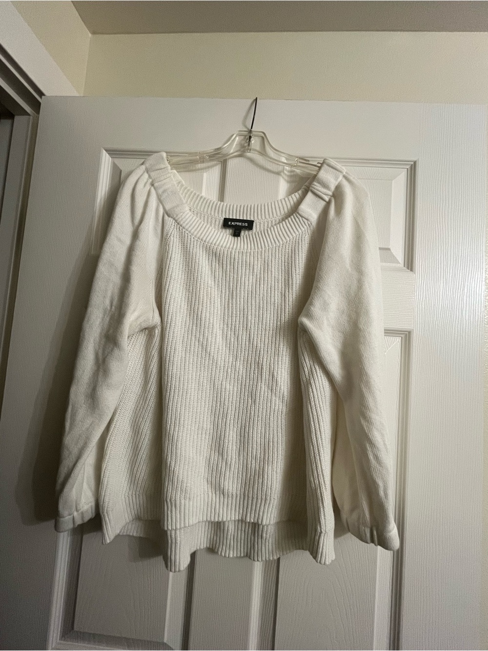 Express Women's Cream Scoop Neck Sweater